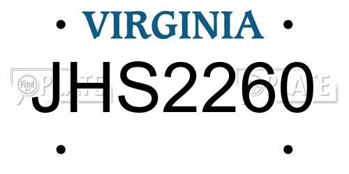 JHS2260 Virginia License Plate