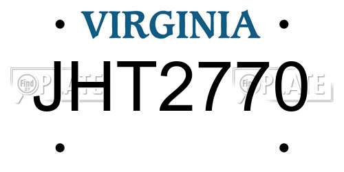 JHT2770 Virginia License Plate