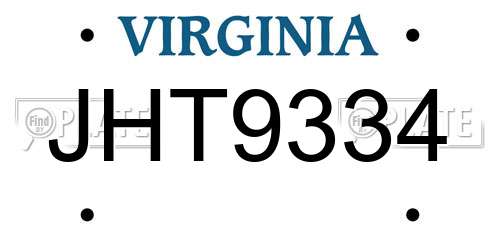 JHT9334 Virginia License Plate