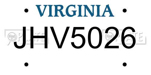 JHV5026 Virginia License Plate