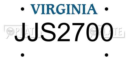 JJS2700 Virginia License Plate