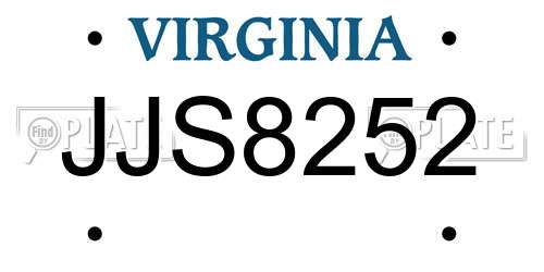 JJS8252 Virginia License Plate