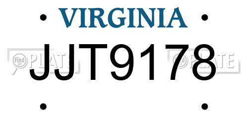 JJT9178 Virginia License Plate