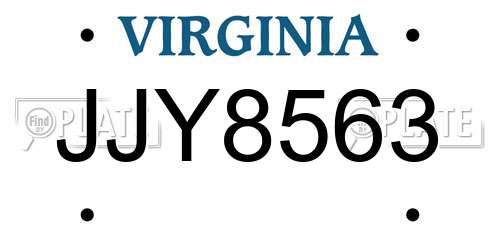 JJY8563 Virginia License Plate