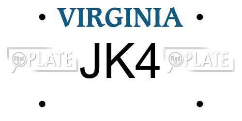 JK4 Virginia License Plate