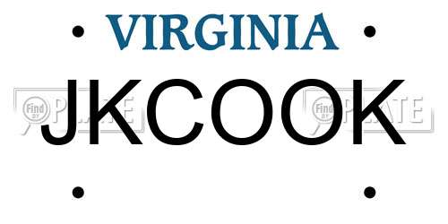 JKCOOK Virginia License Plate