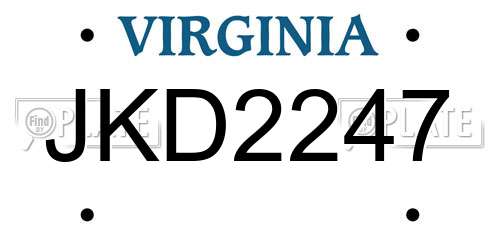 JKD2247 Virginia License Plate