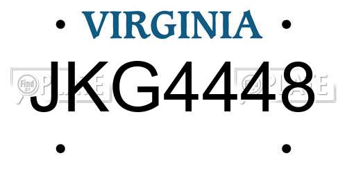 JKG4448 Virginia License Plate