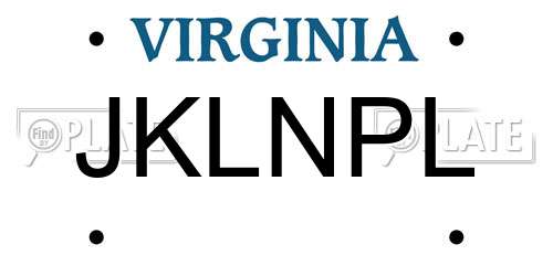 JKLNPL Virginia License Plate