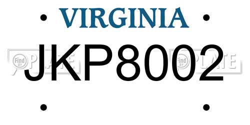 JKP8002 Virginia License Plate