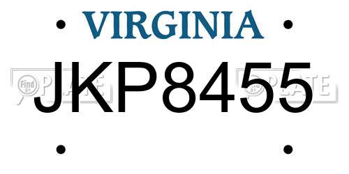 JKP8455 Virginia License Plate
