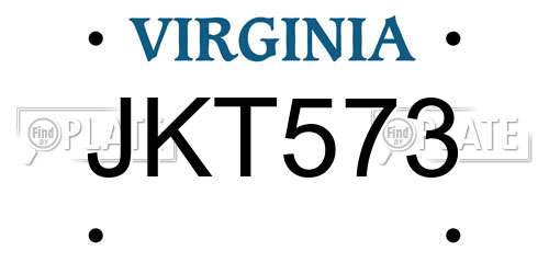 JKT573 Virginia License Plate