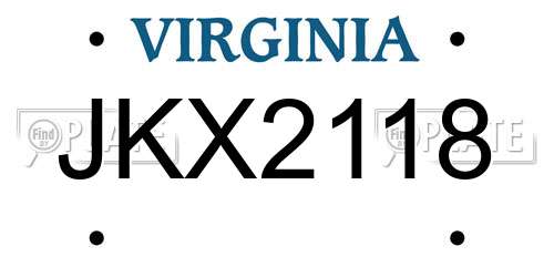 JKX2118 Virginia License Plate