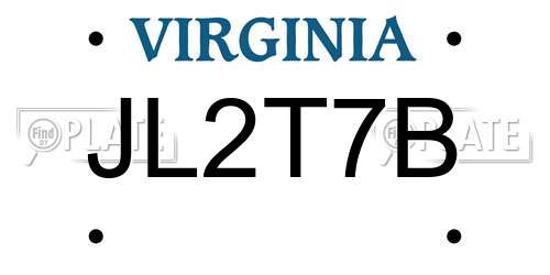 JL2T7B Virginia License Plate