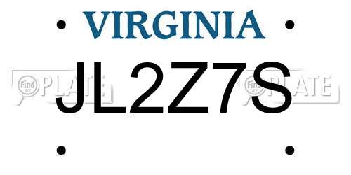 JL2Z7S Virginia License Plate