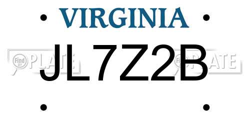 JL7Z2B Virginia License Plate