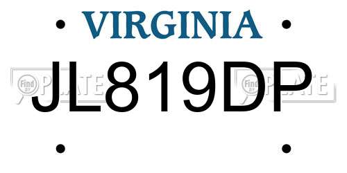 JL819DP Virginia License Plate