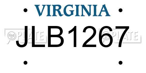 JLB1267 Virginia License Plate