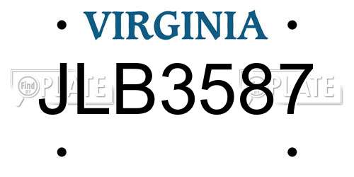 JLB3587 Virginia License Plate