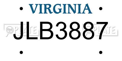 JLB3887 Virginia License Plate