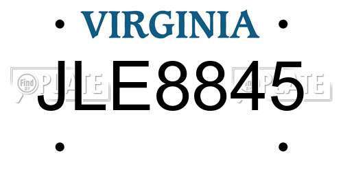 JLE8845 Virginia License Plate