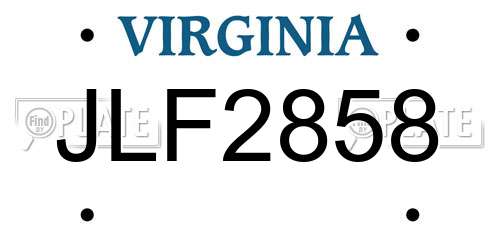 JLF2858 Virginia License Plate