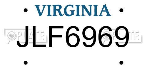 JLF6969 Virginia License Plate
