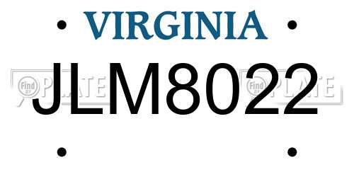 JLM8022 Virginia License Plate
