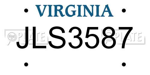 JLS3587 Virginia License Plate