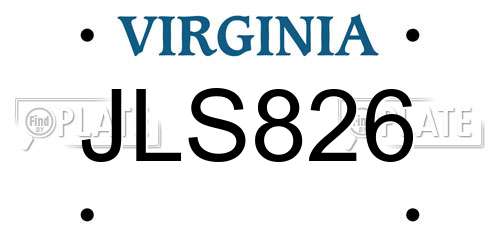 JLS826 Virginia License Plate