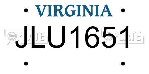 JLU1651 Virginia License Plate