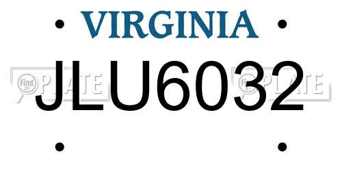 JLU6032 Virginia License Plate