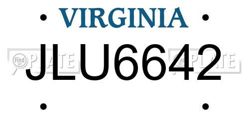 JLU6642 Virginia License Plate