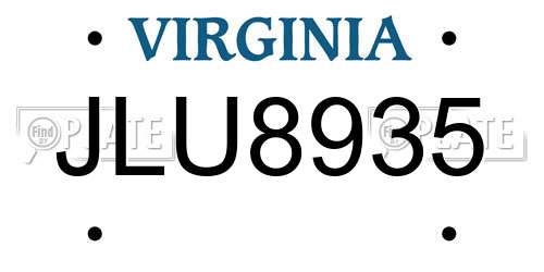 JLU8935 Virginia License Plate