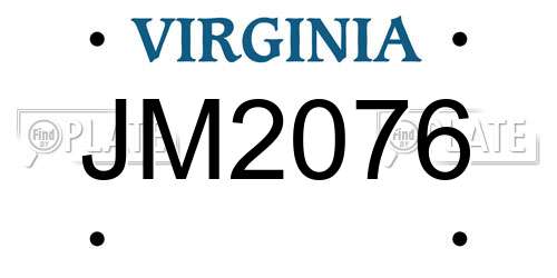 JM2076 Virginia License Plate