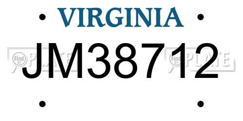JM38712 Virginia License Plate
