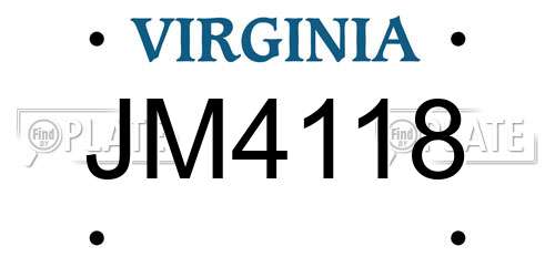 JM4118 Virginia License Plate