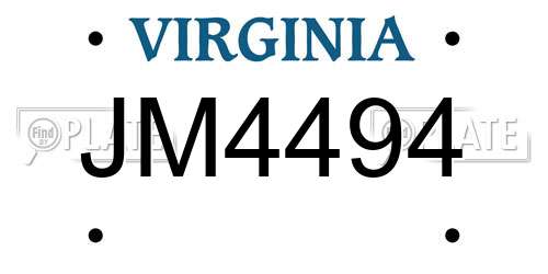 JM4494 Virginia License Plate