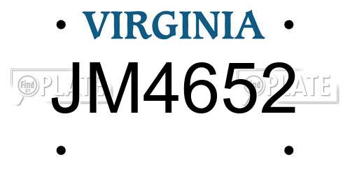 JM4652 Virginia License Plate