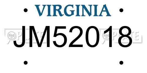 JM52018 Virginia License Plate