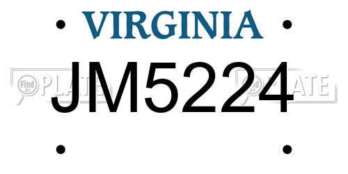 JM5224 Virginia License Plate