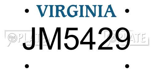 JM5429 Virginia License Plate