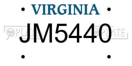 JM5440 Virginia License Plate