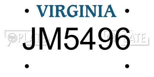 JM5496 Virginia License Plate