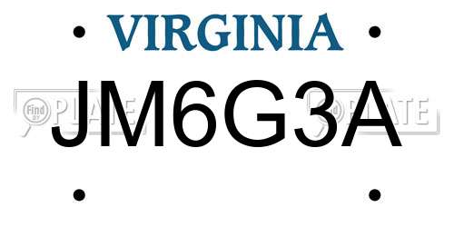 JM6G3A Virginia License Plate