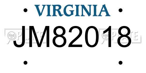 JM82018 Virginia License Plate