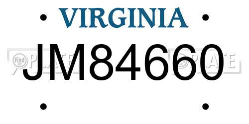 JM84660 Virginia License Plate