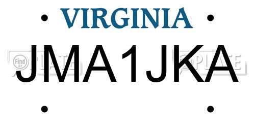 JMA1JKA Virginia License Plate
