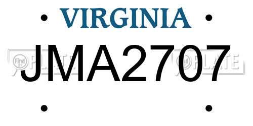 JMA2707 Virginia License Plate
