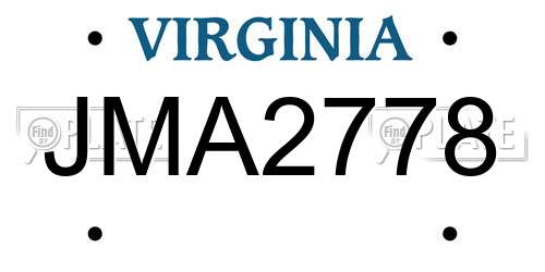 JMA2778 Virginia License Plate